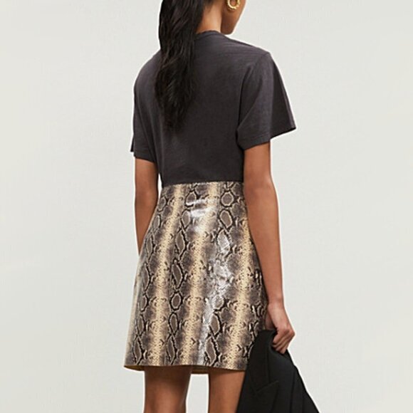 NWOT Sandro python snakeskin pattern leather mini skirt, L - Picture 5 of 13